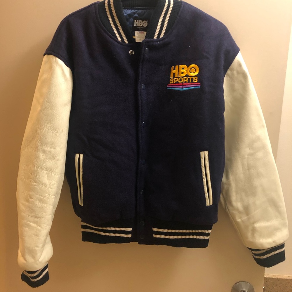 VTG Inside The NFL HBO Sports Jacket Wool Leather